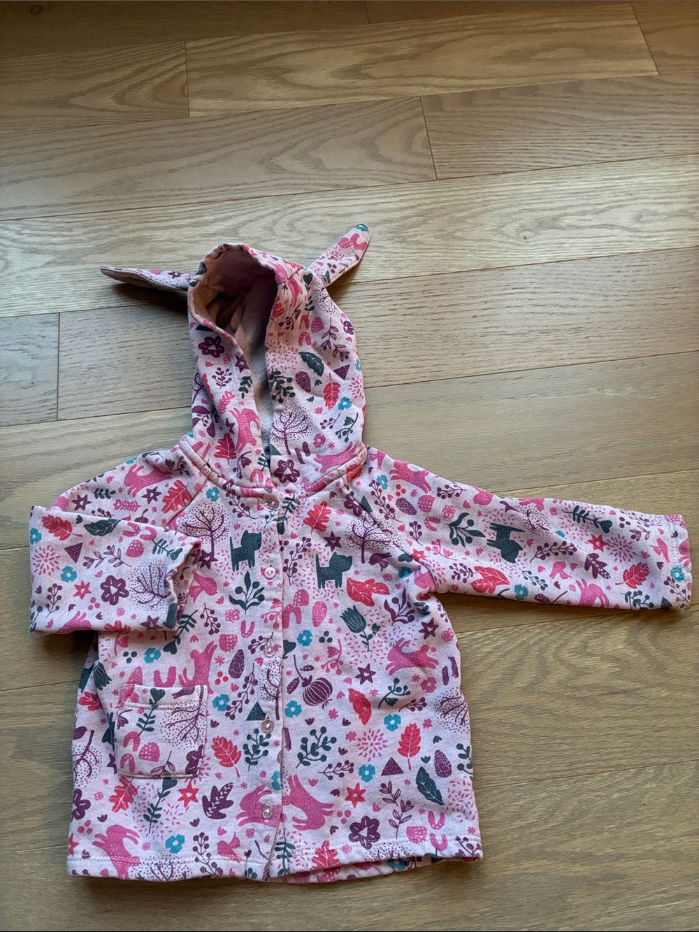 Souris Mini Girls Pink Floral & Animal Hooded Jacket